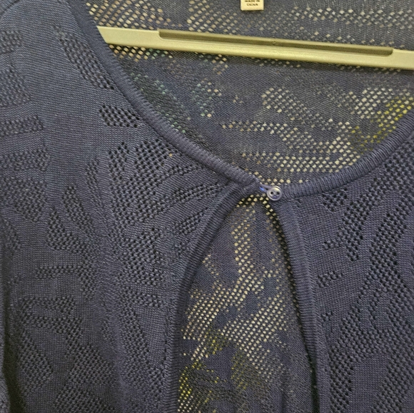 Kim Rogers curvy cardigan navy blue crocheted look NWT 1X - Picture 9 of 12